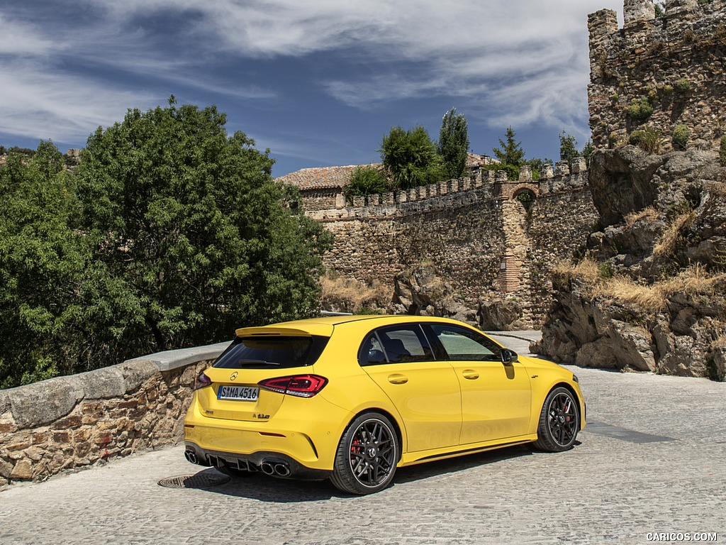 2020 Mercedes-AMG A 45 S 4MATIC+ (Color: Sun Yellow) - Rear Three-Quarter