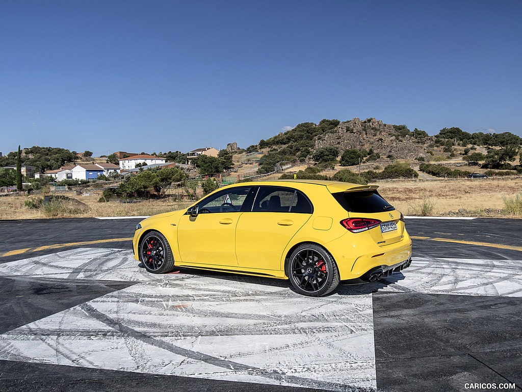 2020 Mercedes-AMG A 45 S 4MATIC+ (Color: Sun Yellow) - Rear Three-Quarter