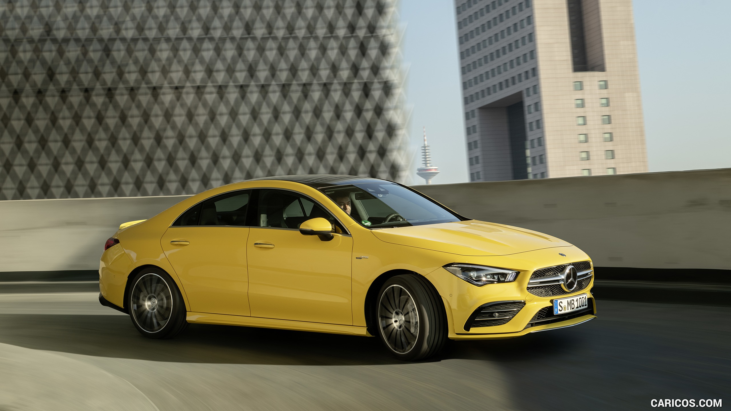 2020 Mercedes-AMG CLA 35 4MATIC (Color: Sun Yellow) - Front Three-Quarter, #3 of 34