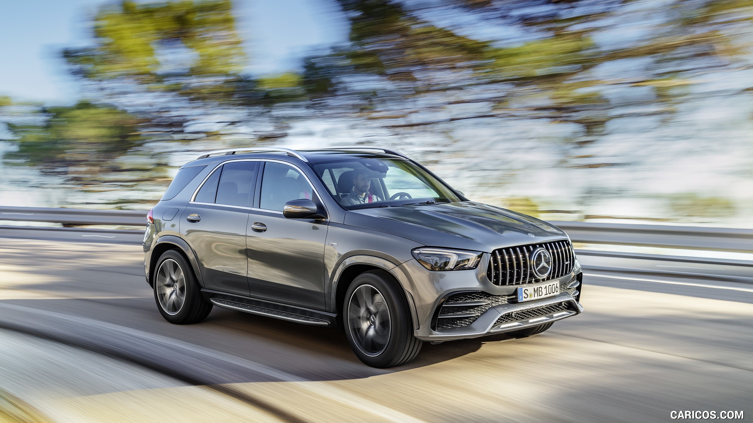 2020 Mercedes-AMG GLE 53 4MATIC+ (Color: Selenite Grey) - Front Three-Quarter, #9 of 44