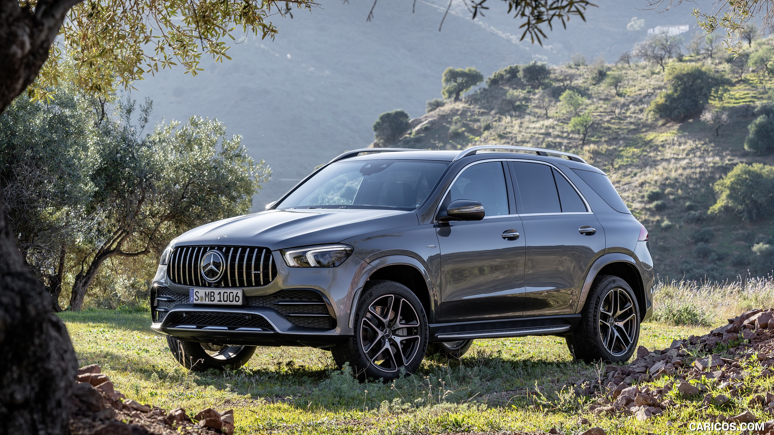 2020 Mercedes-AMG GLE 53 4MATIC+ (Color: Selenite Grey) - Front Three-Quarter, #17 of 44