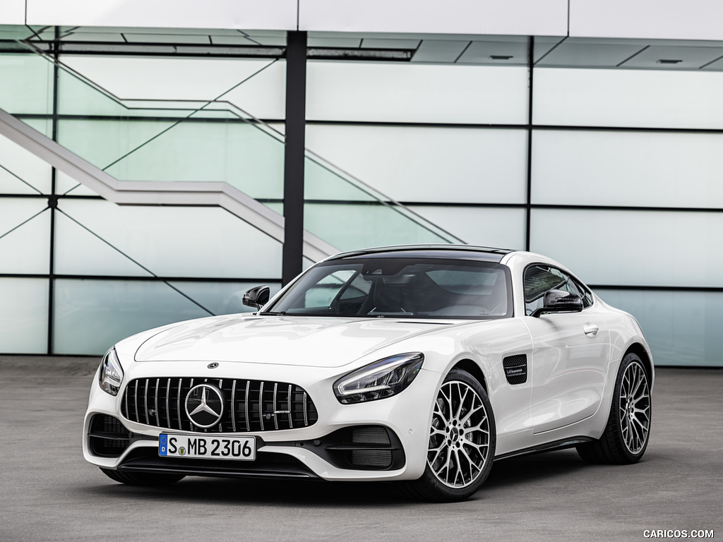 2020 Mercedes-AMG GT (Color: Designo Diamond White Bright) - Front Three-Quarter