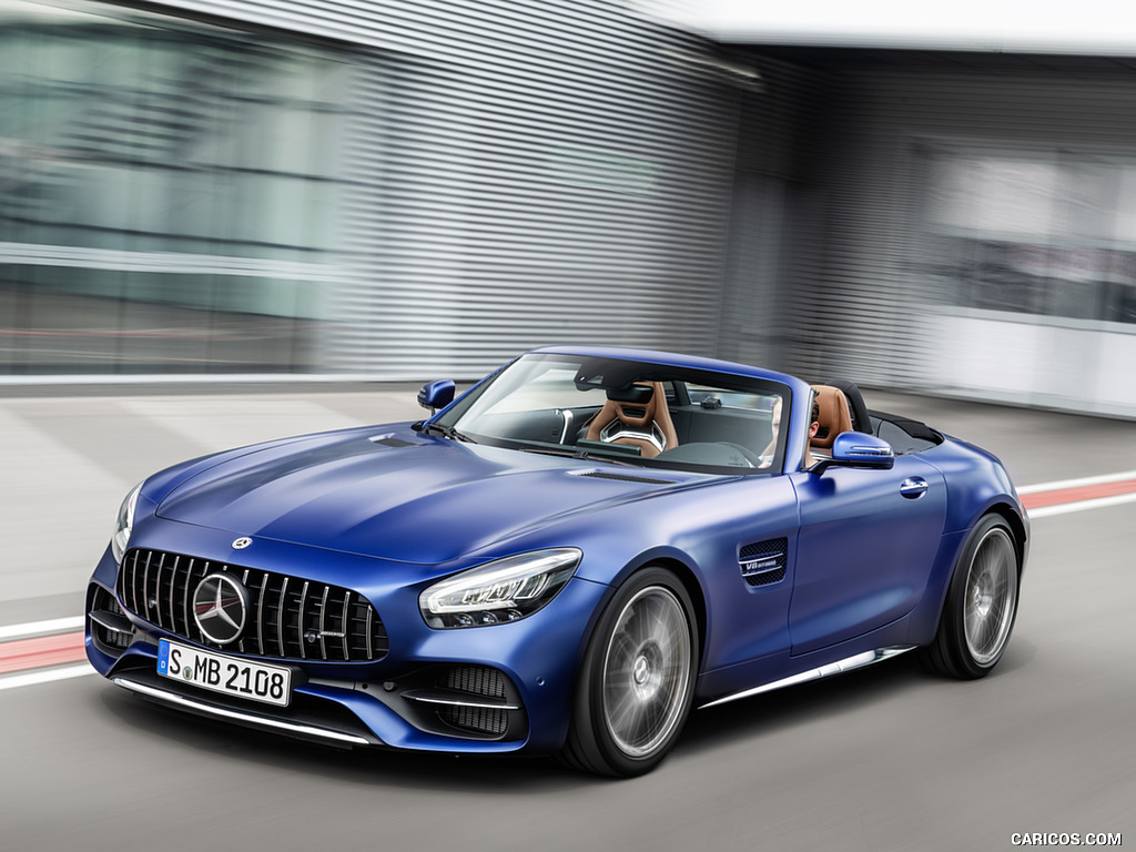 2020 Mercedes-AMG GT C Roadster (Color: Brilliant Blue) - Front Three-Quarter