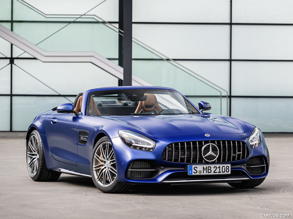 2020 Mercedes-AMG GT C Roadster (Color: Brilliant Blue) - Front Three-Quarter