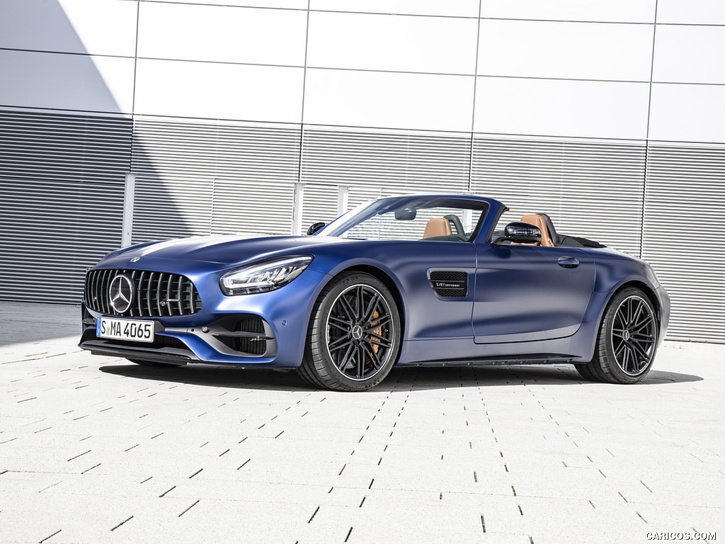 2020 Mercedes-AMG GT Roadster (Color: Brilliant Blue Magno) - Front Three-Quarter