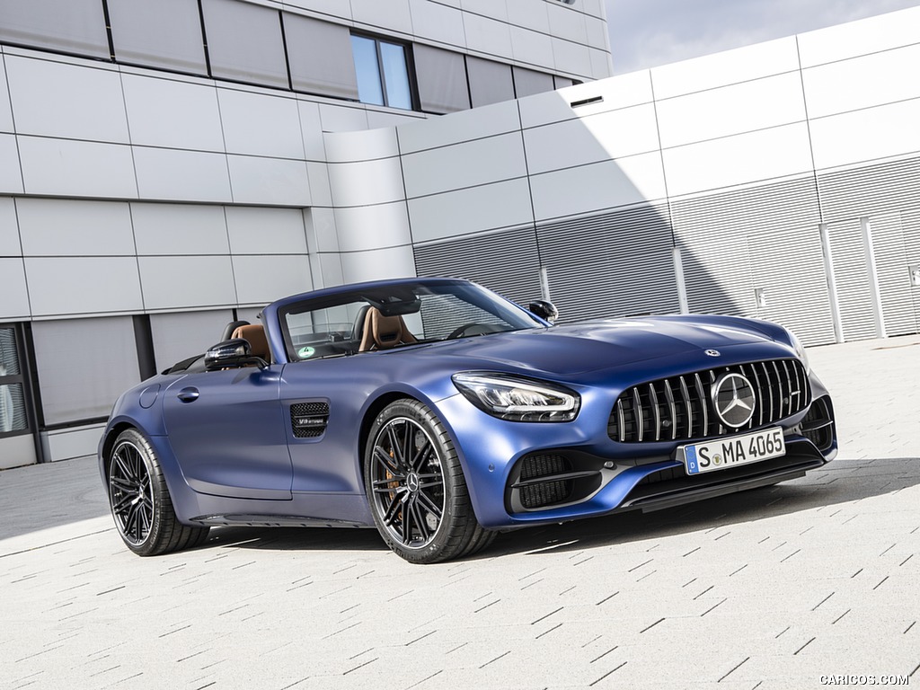 2020 Mercedes-AMG GT Roadster (Color: Brilliant Blue Magno) - Front Three-Quarter