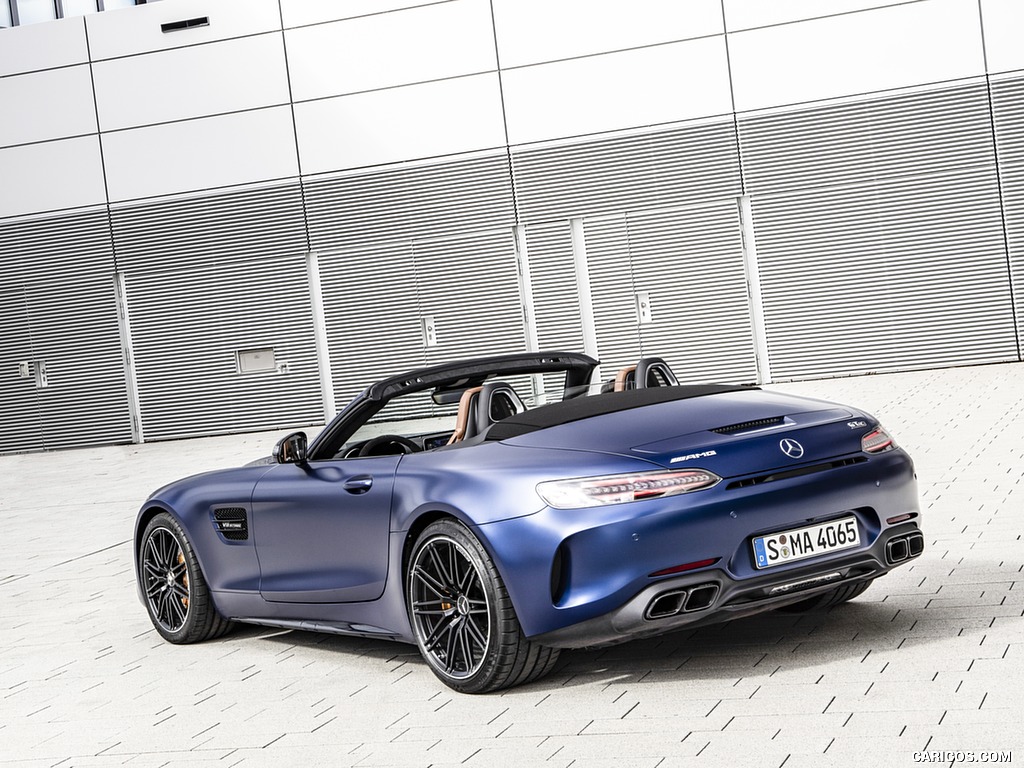 2020 Mercedes-AMG GT Roadster (Color: Brilliant Blue Magno) - Rear Three-Quarter