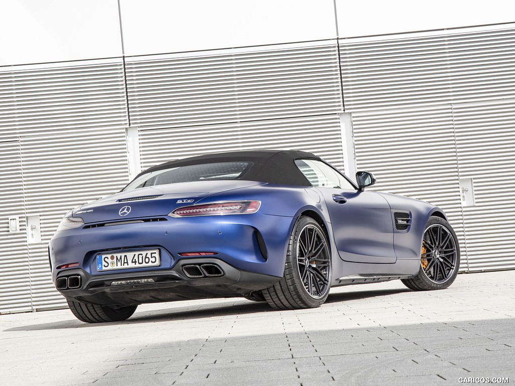 2020 Mercedes-AMG GT Roadster (Color: Brilliant Blue Magno) - Rear Three-Quarter