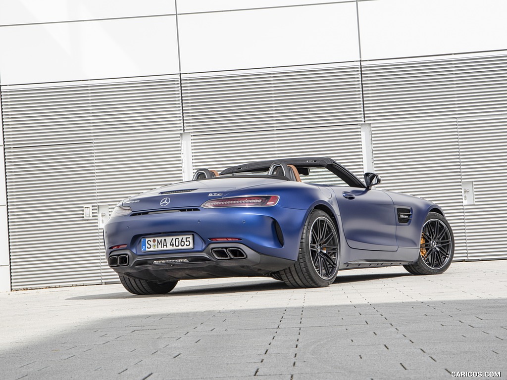 2020 Mercedes-AMG GT Roadster (Color: Brilliant Blue Magno) - Rear Three-Quarter