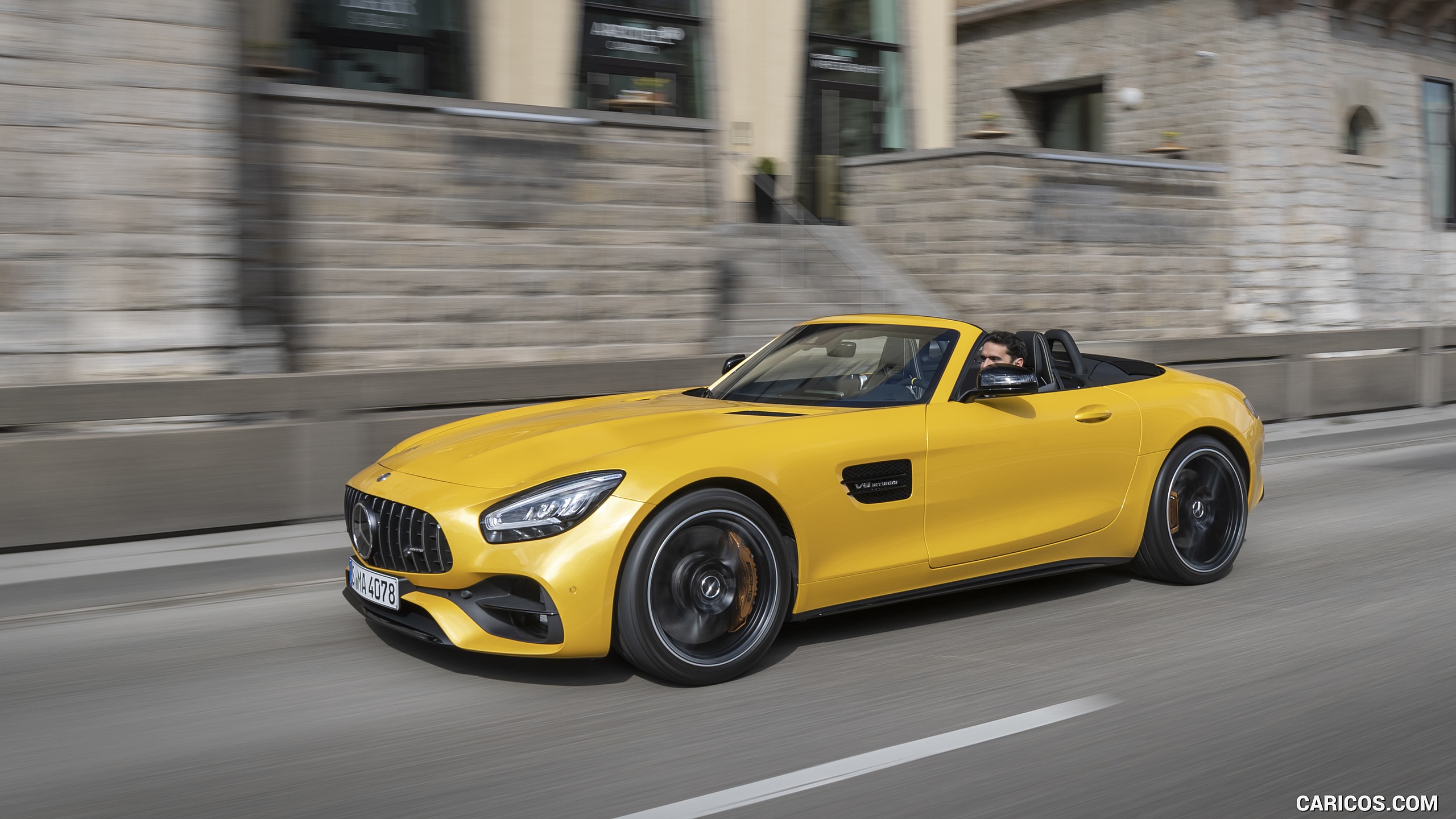 2020 Mercedes-AMG GT S Roadster (Color: AMG Solarbeam) - Front Three-Quarter, #89 of 328