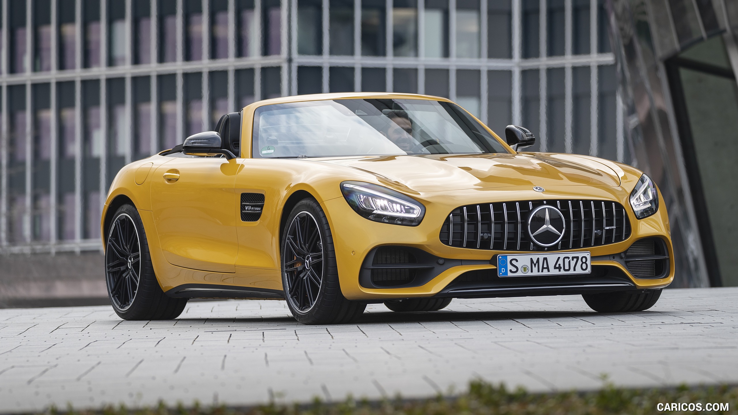 2020 Mercedes-AMG GT S Roadster (Color: AMG Solarbeam) - Front Three-Quarter, #98 of 328