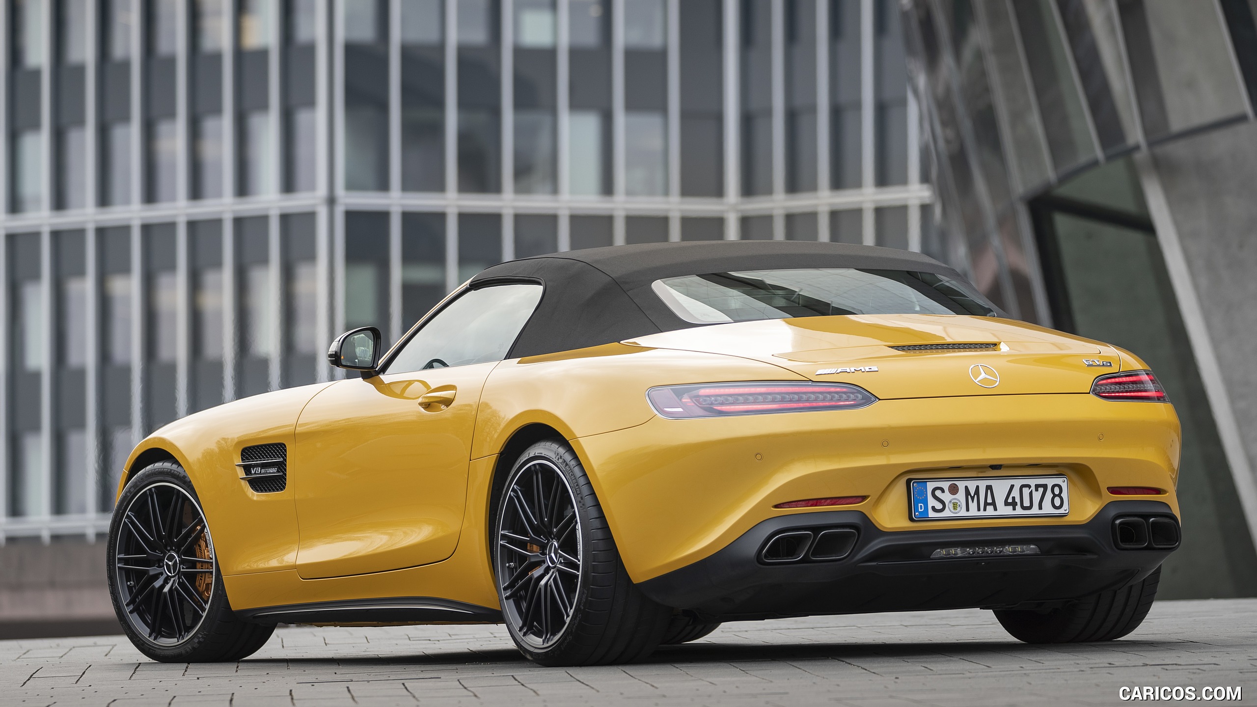 2020 Mercedes-AMG GT S Roadster (Color: AMG Solarbeam) - Rear Three-Quarter, #100 of 328
