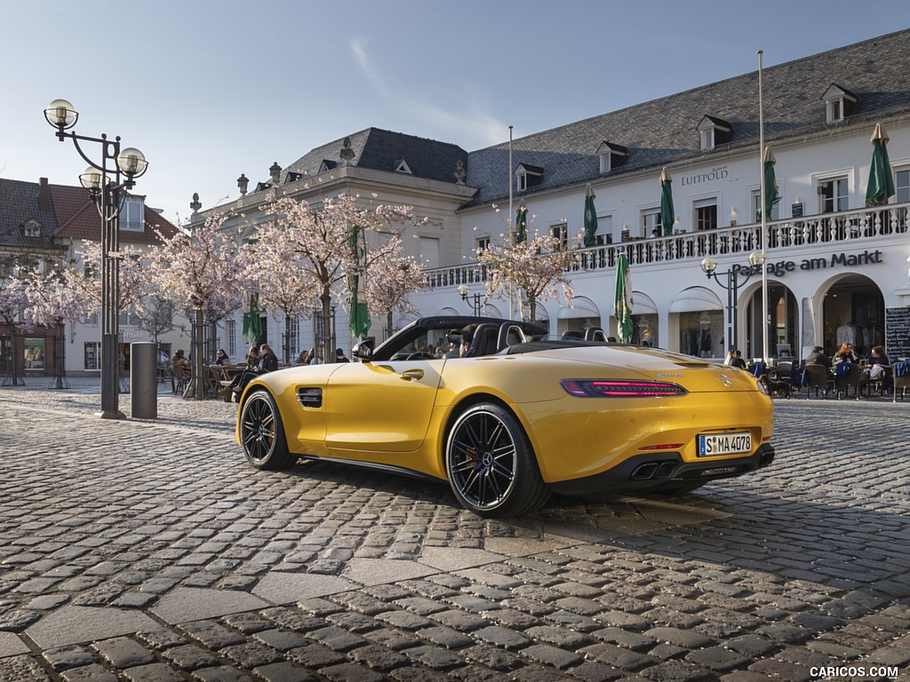 2020 Mercedes-AMG GT S Roadster (Color: AMG Solarbeam) - Rear Three-Quarter