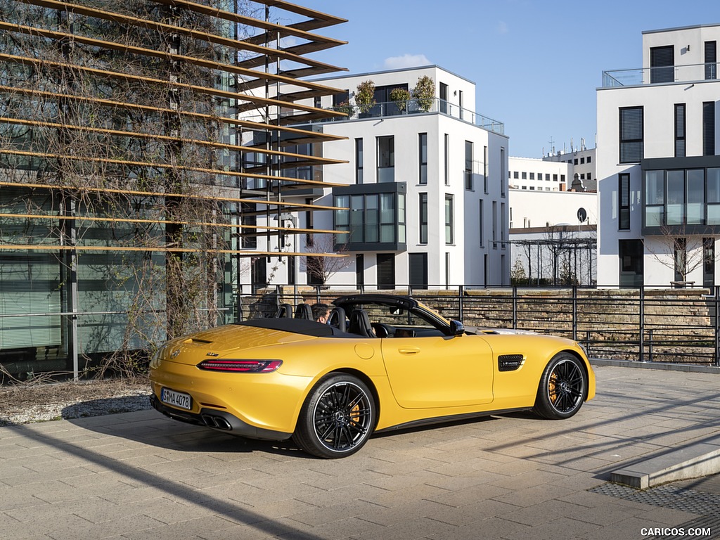 2020 Mercedes-AMG GT S Roadster (Color: AMG Solarbeam) - Rear Three-Quarter