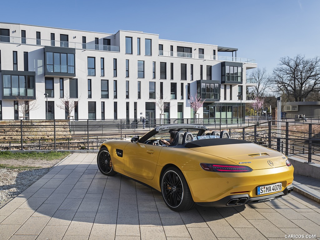 2020 Mercedes-AMG GT S Roadster (Color: AMG Solarbeam) - Rear Three-Quarter