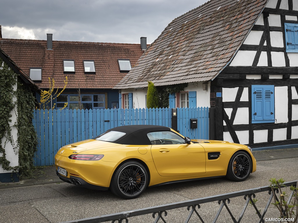 2020 Mercedes-AMG GT S Roadster (Color: AMG Solarbeam) - Rear Three-Quarter