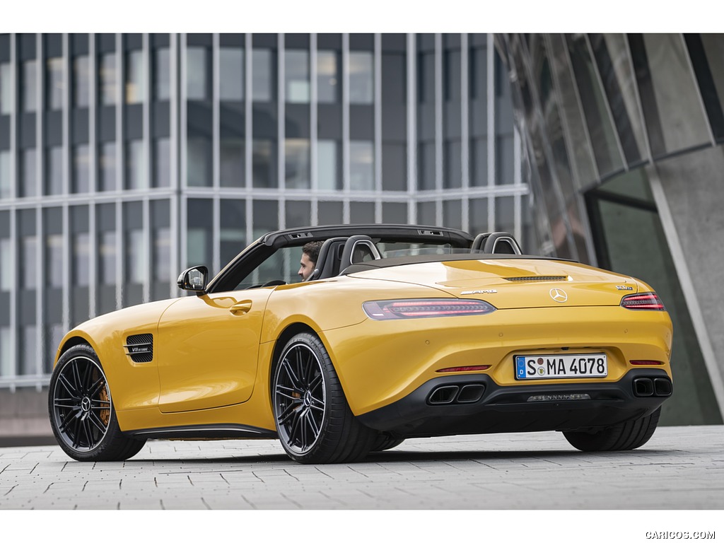 2020 Mercedes-AMG GT S Roadster (Color: AMG Solarbeam) - Rear Three-Quarter