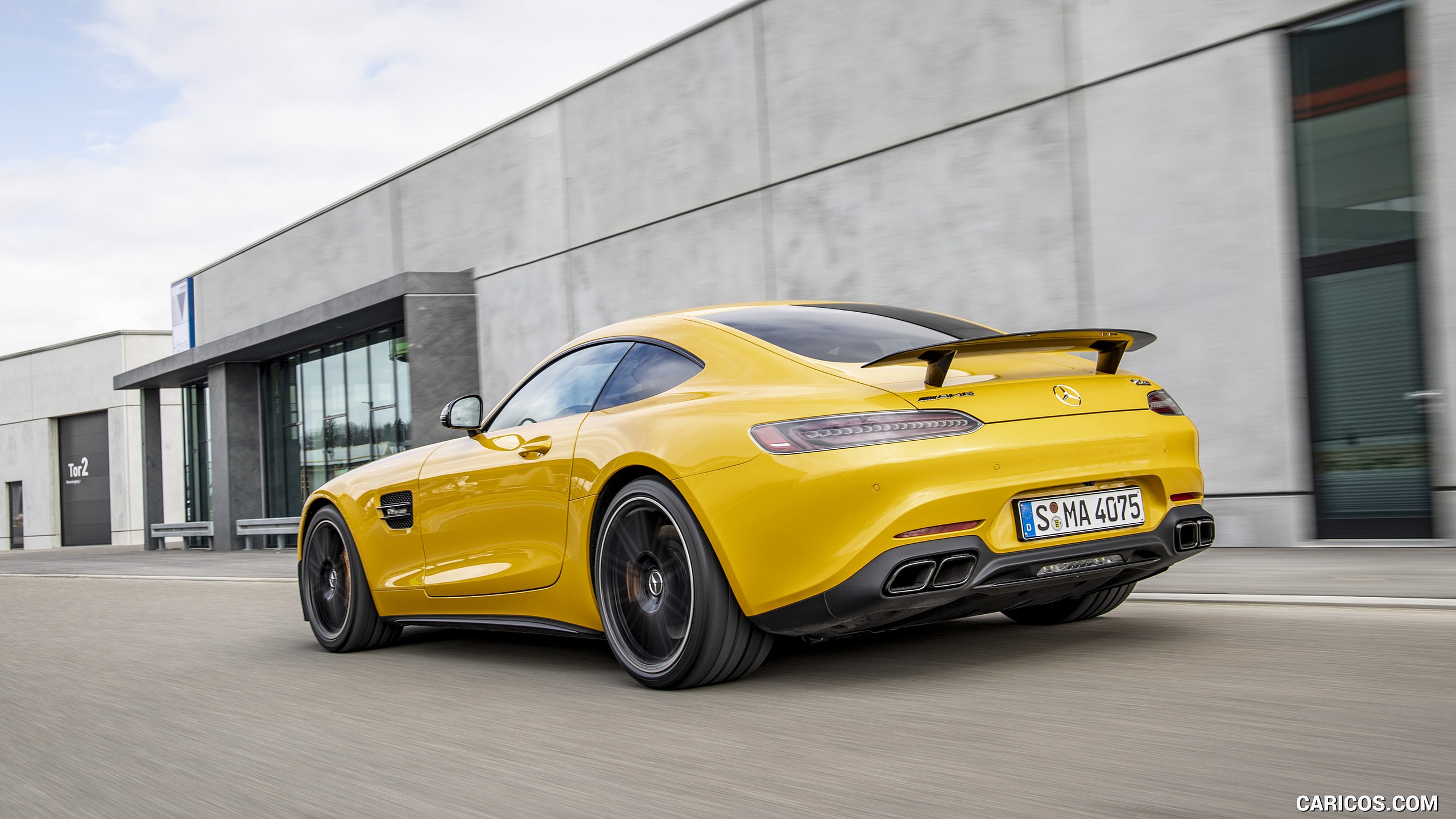 2020 Mercedes-AMG S Coupe (Color: AMG Solarbeam) - Rear Three-Quarter ...