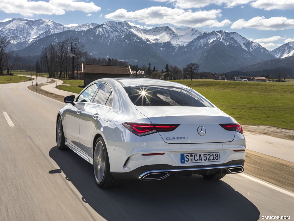 2020 Mercedes-Benz CLA 220 d Coupe AMG Line (Color: Digital White Metallic) - Rear Three-Quarter