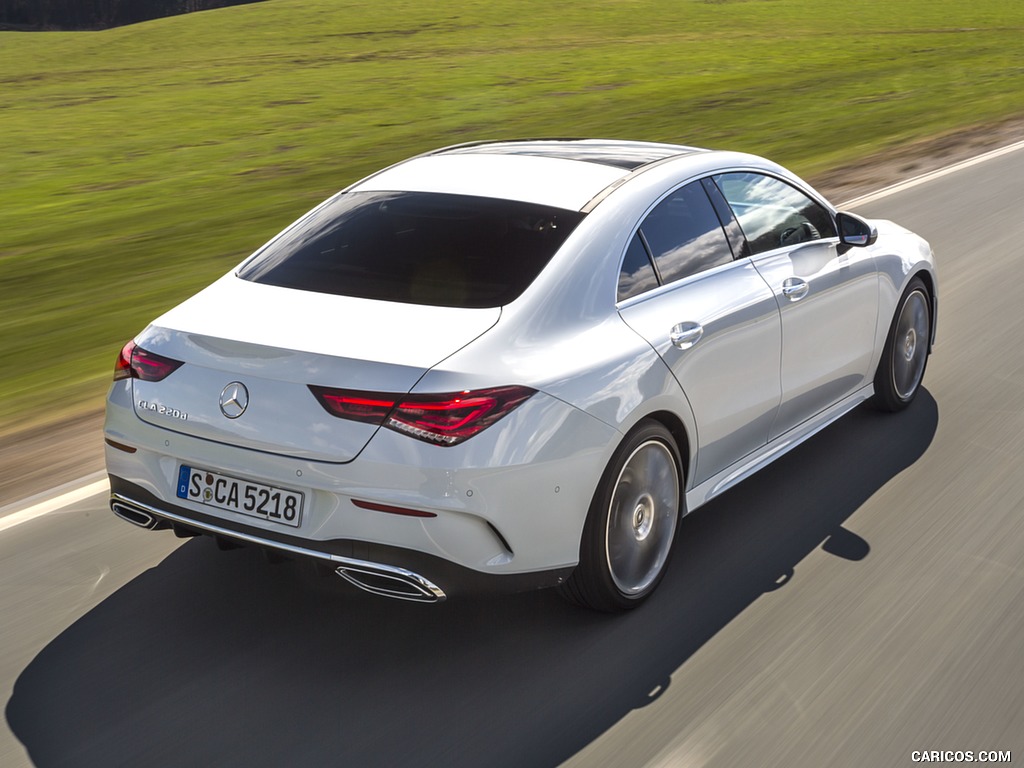 2020 Mercedes-Benz CLA 220 d Coupe AMG Line (Color: Digital White Metallic) - Rear Three-Quarter