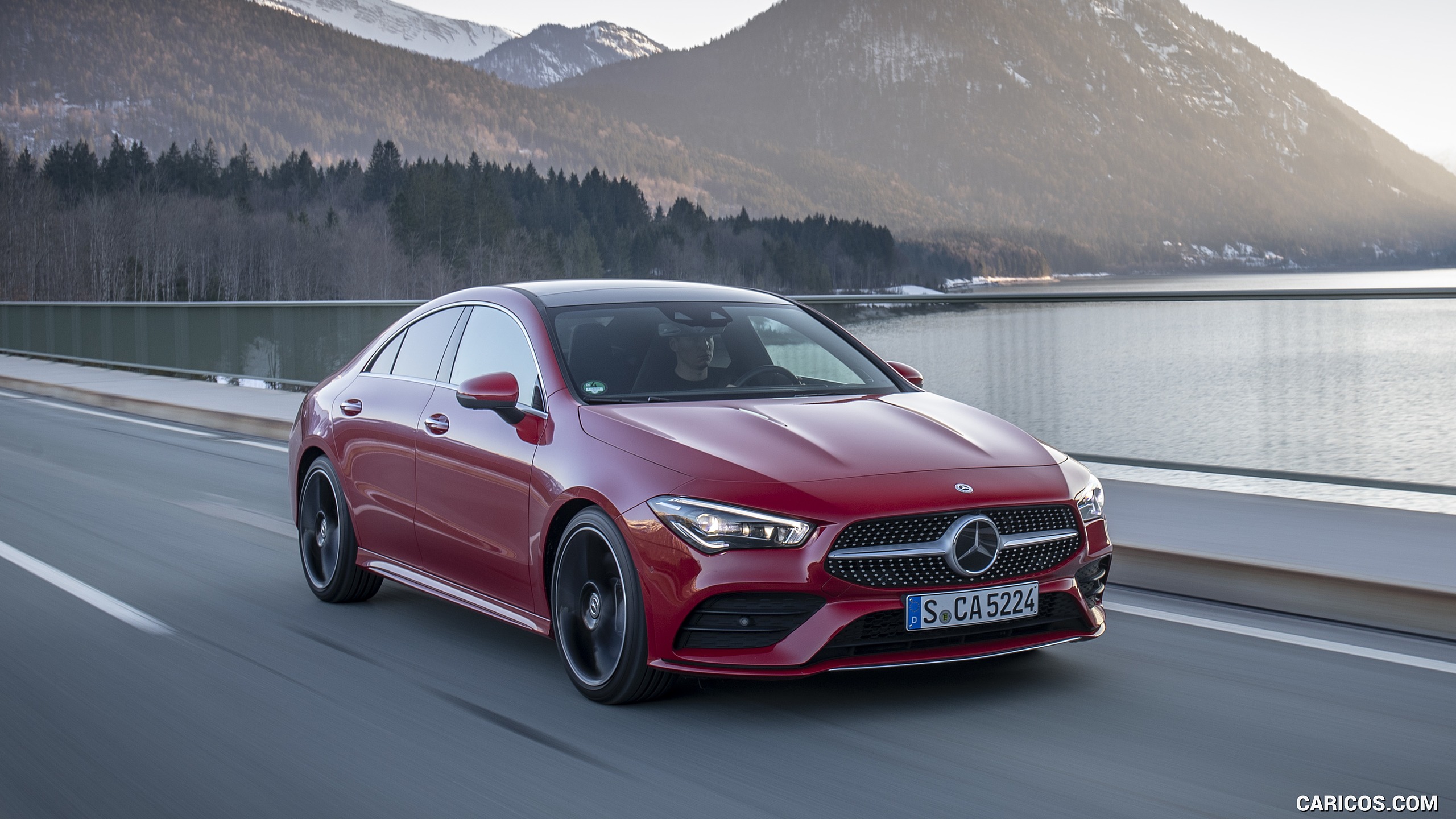 2020 Mercedes-Benz CLA 250 4MATIC Coupe AMG Line (Color: Jupiter Red) - Front Three-Quarter, #72 of 178