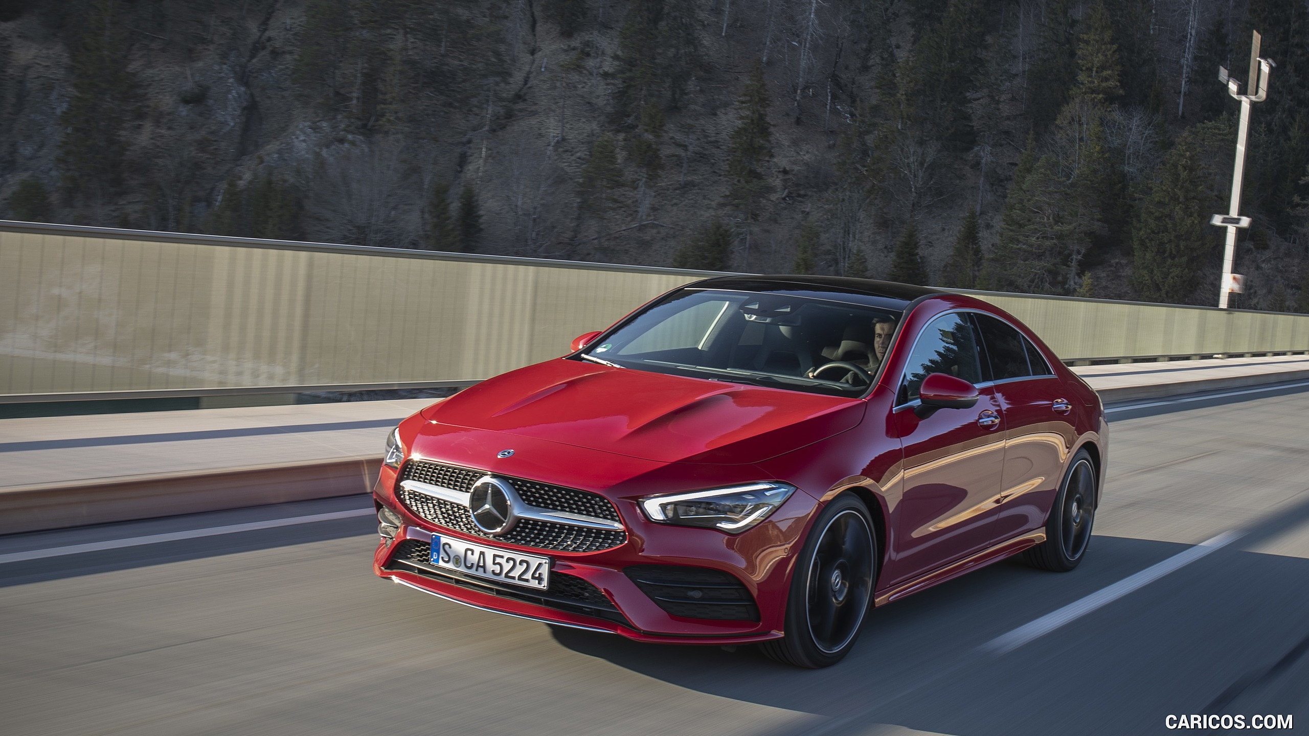 2020 Mercedes-Benz CLA 250 4MATIC Coupe AMG Line (Color: Jupiter Red) - Front Three-Quarter, #76 of 178