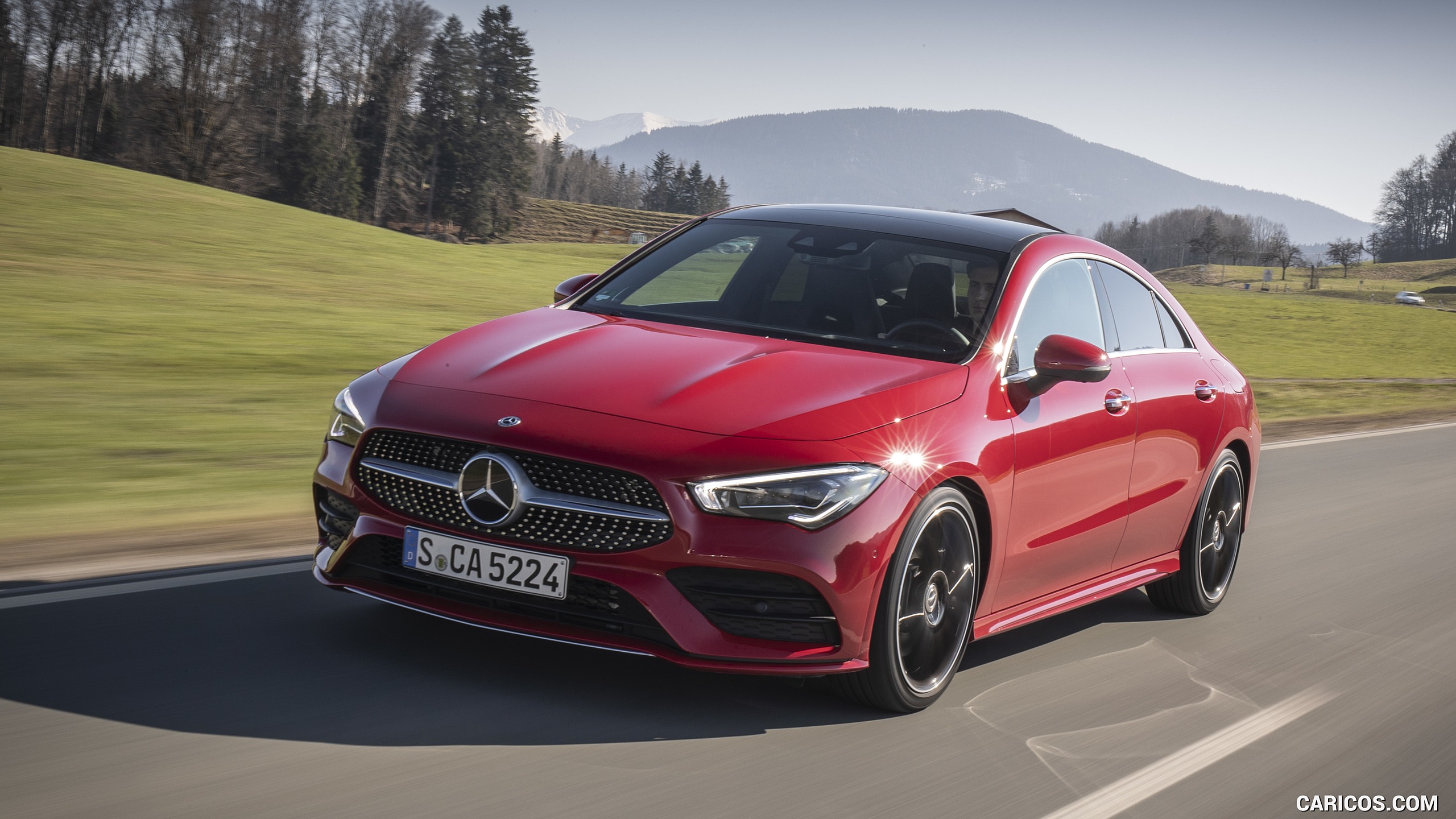 2020 Mercedes-Benz CLA 250 4MATIC Coupe AMG Line (Color: Jupiter Red) - Front Three-Quarter, #77 of 178