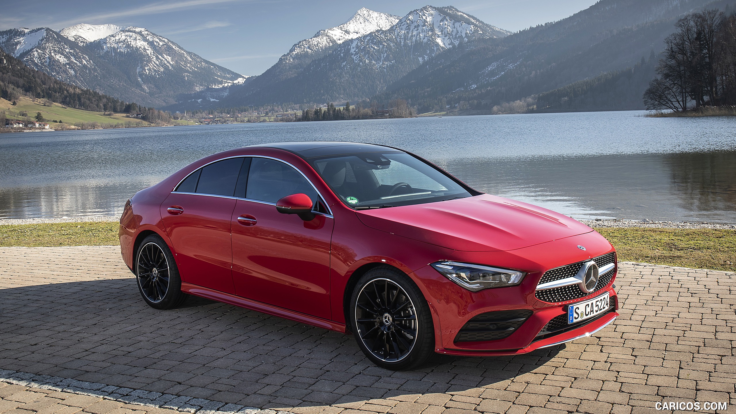 2020 Mercedes-Benz CLA 250 4MATIC Coupe AMG (Color: Jupiter Red) Three-Quarter | Caricos
