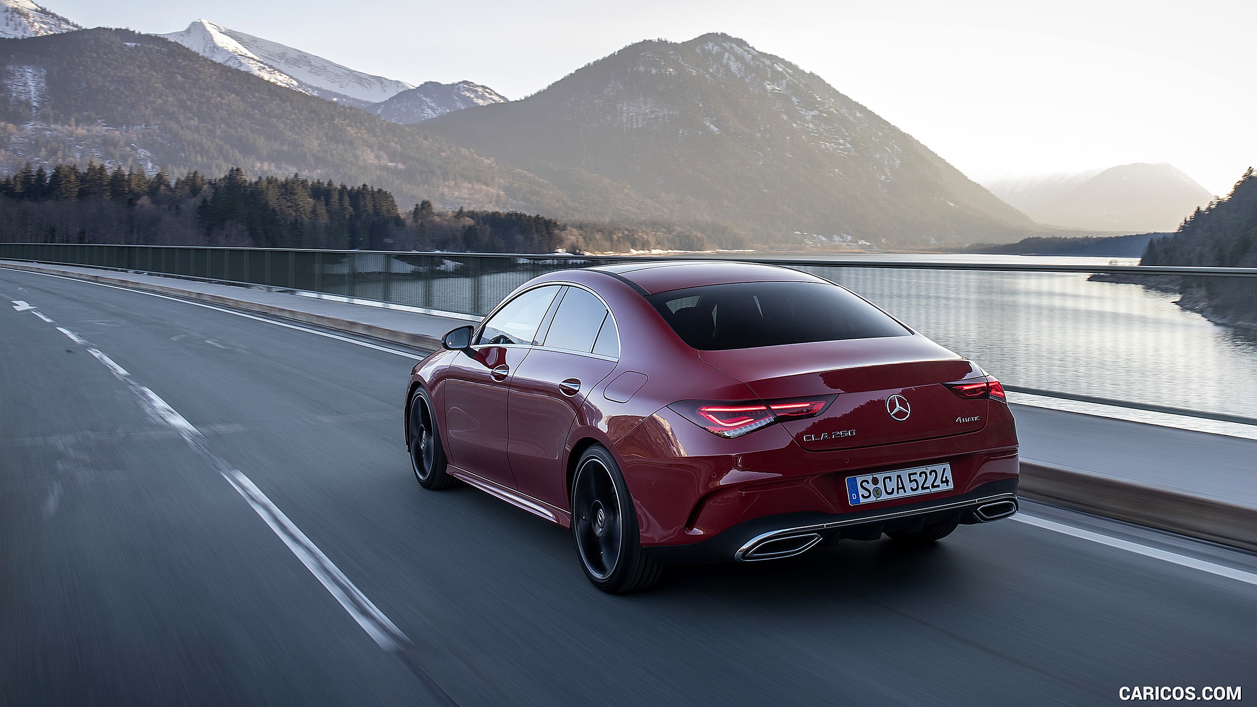2020 Mercedes-Benz CLA 250 4MATIC Coupe AMG Line (Color: Jupiter Red) - Rear Three-Quarter, #73 of 178