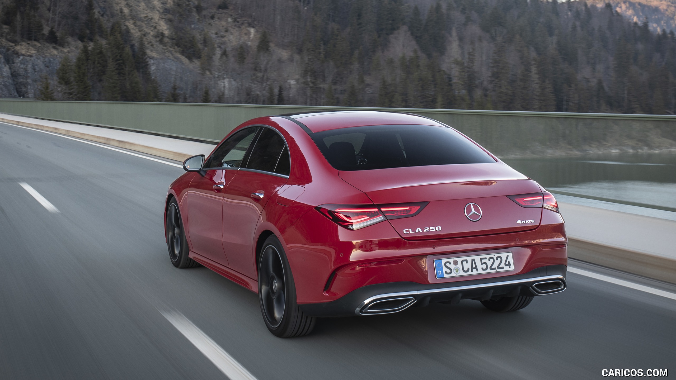 2020 Mercedes-Benz CLA 250 4MATIC Coupe AMG Line (Color: Jupiter Red) - Rear Three-Quarter, #75 of 178
