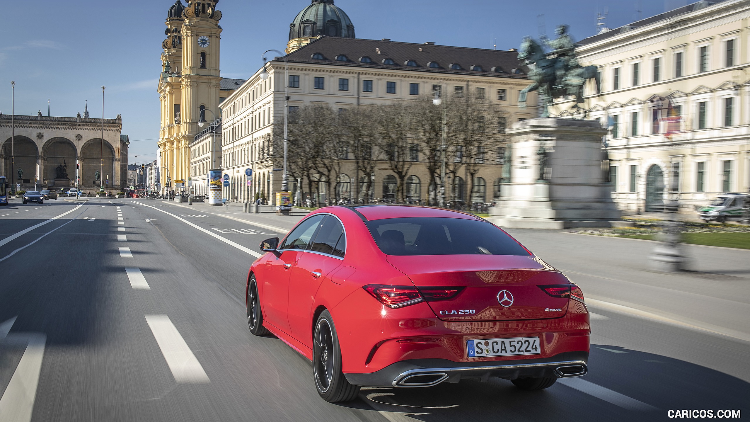 2020 Mercedes-Benz CLA 250 4MATIC Coupe AMG Line (Color: Jupiter Red) - Rear Three-Quarter, #78 of 178