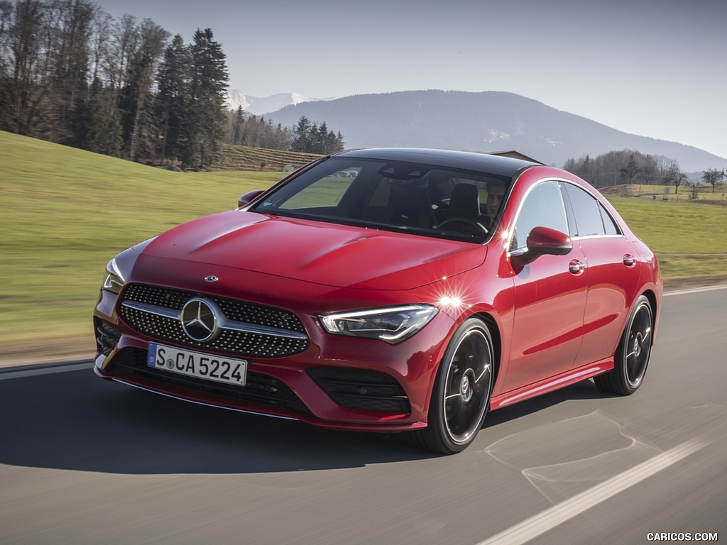 2020 Mercedes-Benz CLA 250 4MATIC Coupe AMG Line (Color: Jupiter Red) - Front Three-Quarter