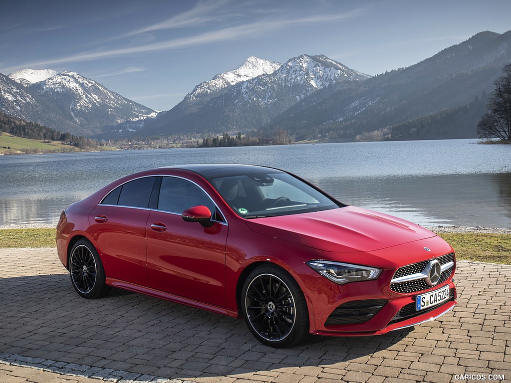 2020 Mercedes-Benz CLA 250 4MATIC Coupe AMG Line (Color: Jupiter Red) - Front Three-Quarter