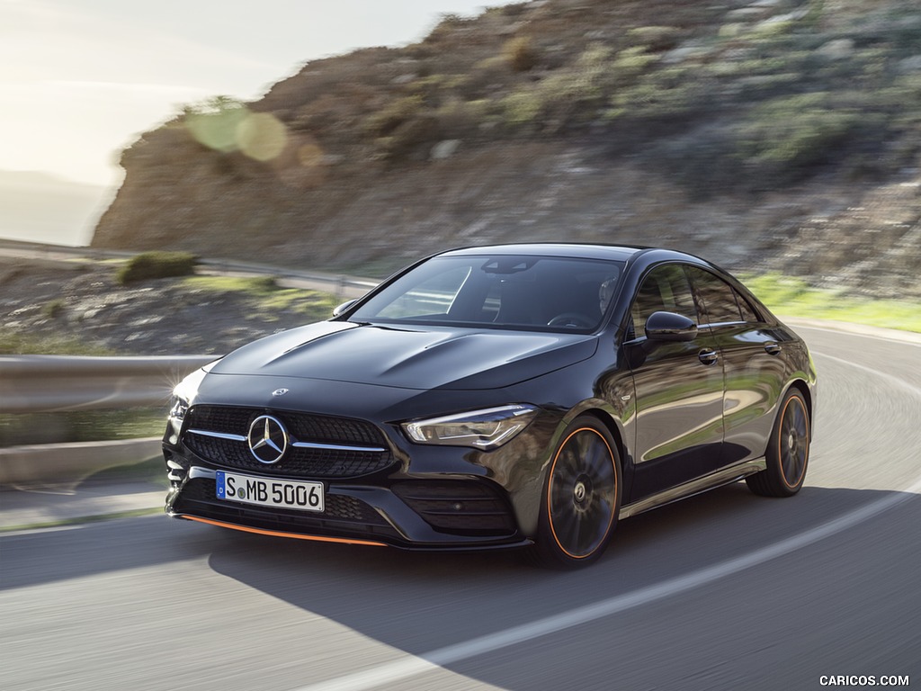 2020 Mercedes-Benz CLA 250 Coupe Edition Orange Art AMG Line (Color: Cosmos Black) - Front Three-Quarter