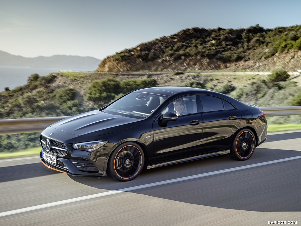 2020 Mercedes-Benz CLA 250 Coupe Edition Orange Art AMG Line (Color: Cosmos Black) - Front Three-Quarter