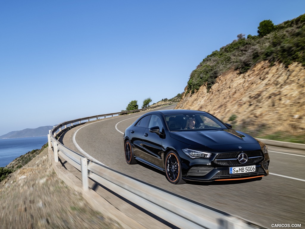 2020 Mercedes-Benz CLA 250 Coupe Edition Orange Art AMG Line (Color: Cosmos Black) - Front Three-Quarter