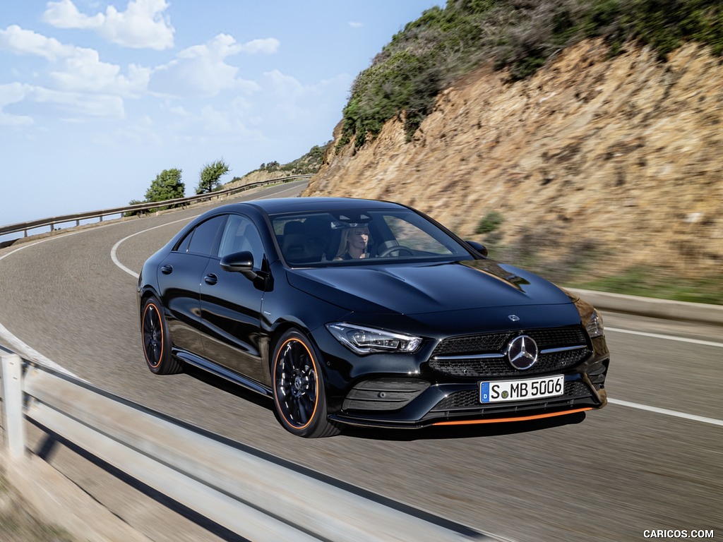 2020 Mercedes-Benz CLA 250 Coupe Edition Orange Art AMG Line (Color: Cosmos Black) - Front Three-Quarter