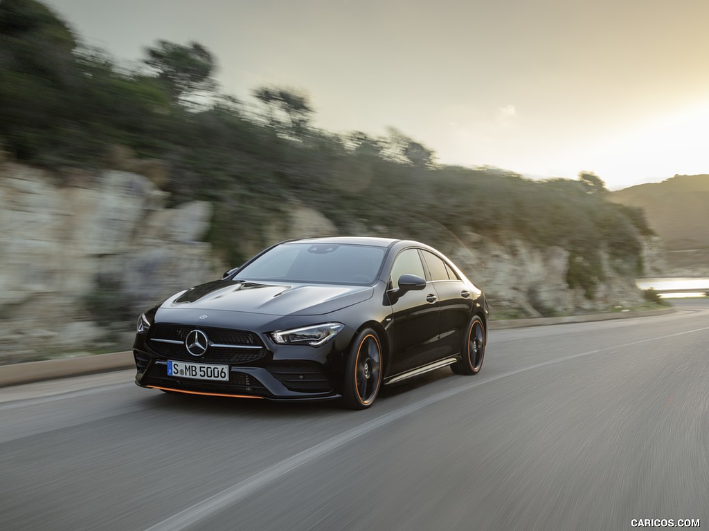 2020 Mercedes-Benz CLA 250 Coupe Edition Orange Art AMG Line (Color: Cosmos Black) - Front Three-Quarter