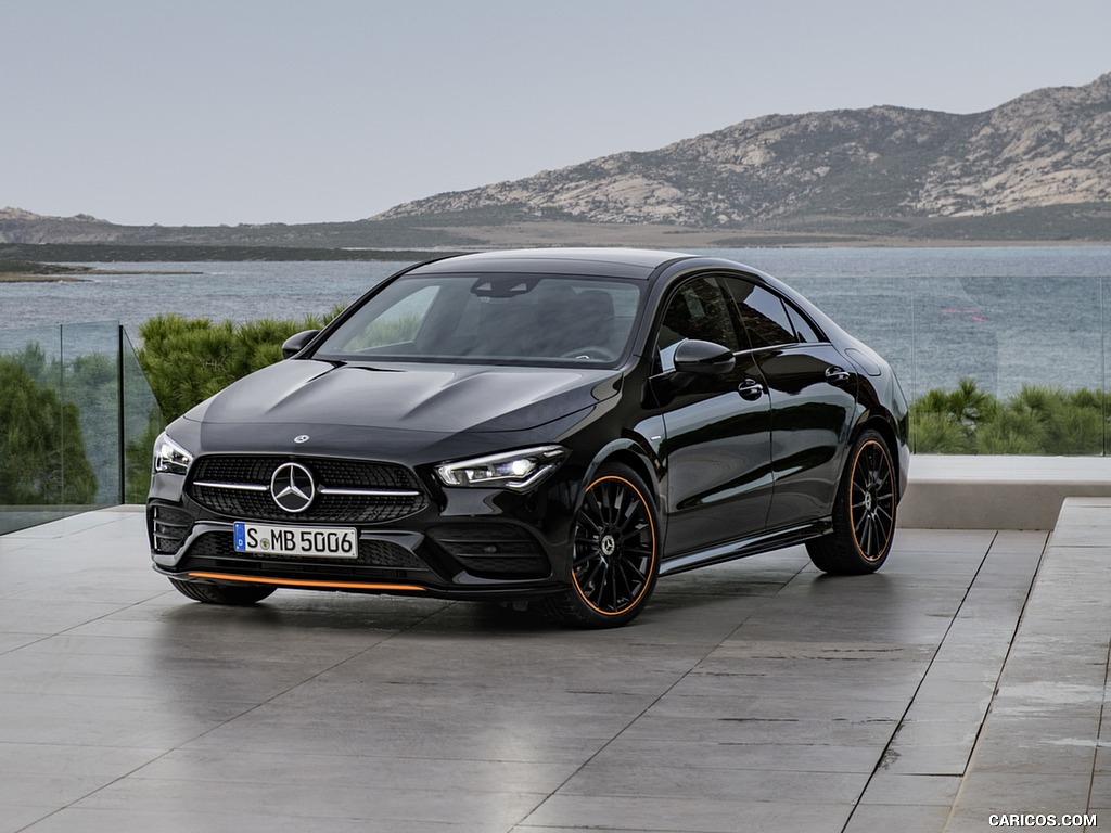 2020 Mercedes-Benz CLA 250 Coupe Edition Orange Art AMG Line (Color: Cosmos Black) - Front Three-Quarter