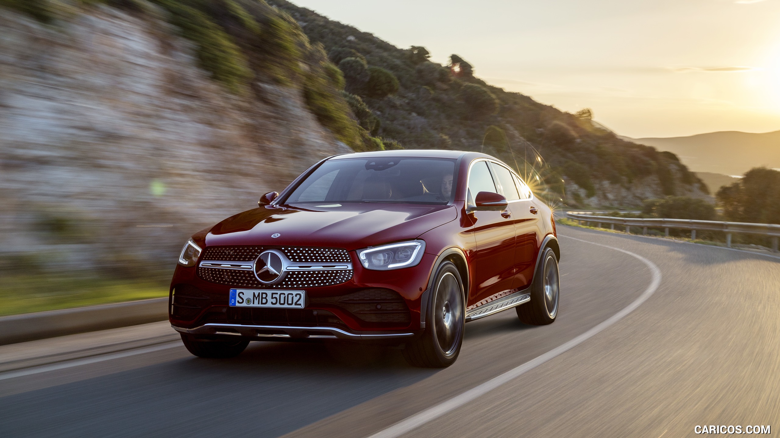 2020 Mercedes-Benz GLC 300 Coupe 4MATIC (Color: Designo Hyacinth Red Metallic) - Front Three-Quarter, #4 of 165