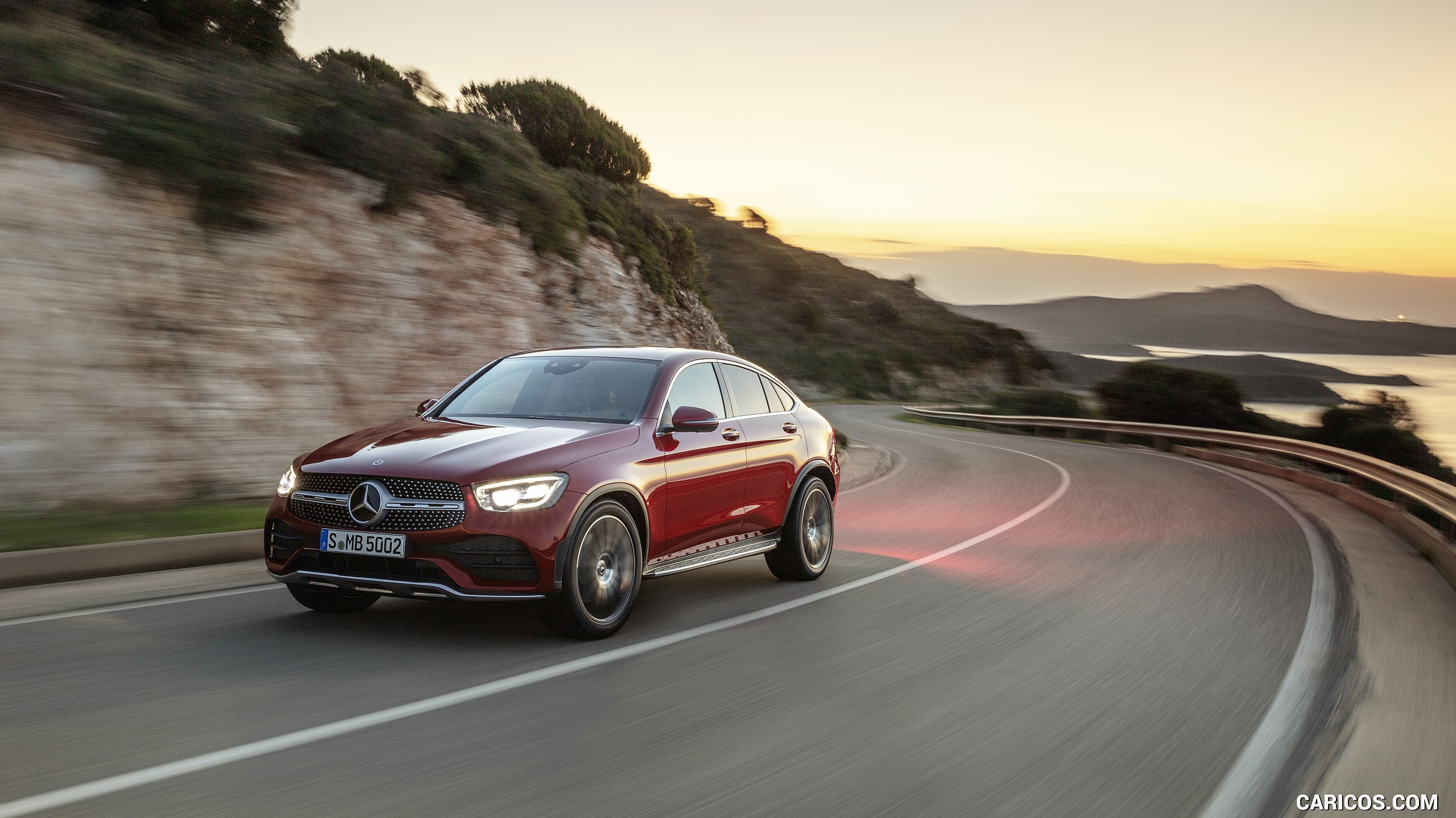 2020 Mercedes-Benz GLC 300 Coupe 4MATIC (Color: Designo Hyacinth Red Metallic) - Front Three-Quarter, #5 of 165