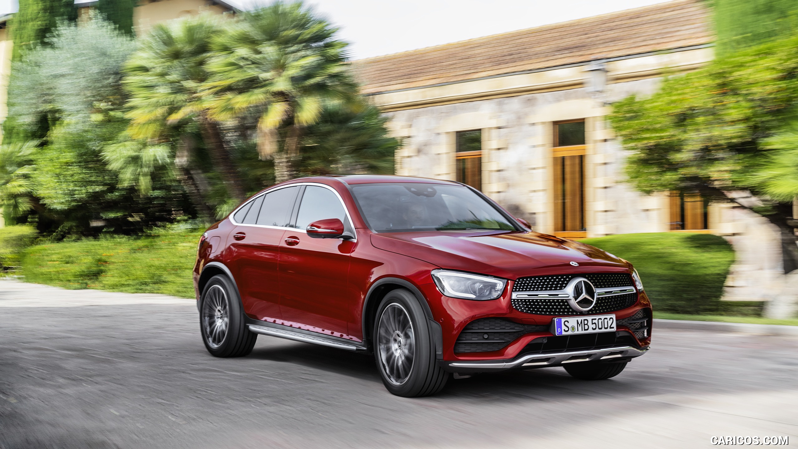 2020 Mercedes-Benz GLC 300 Coupe 4MATIC (Color: Designo Hyacinth Red Metallic) - Front Three-Quarter, #13 of 165