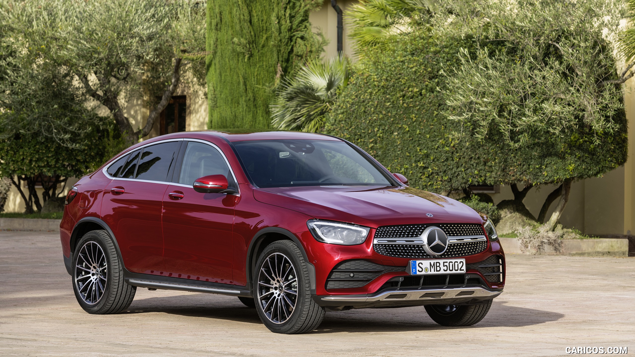 2020 Mercedes-Benz GLC 300 Coupe 4MATIC (Color: Designo Hyacinth Red Metallic) - Front Three-Quarter, #17 of 165