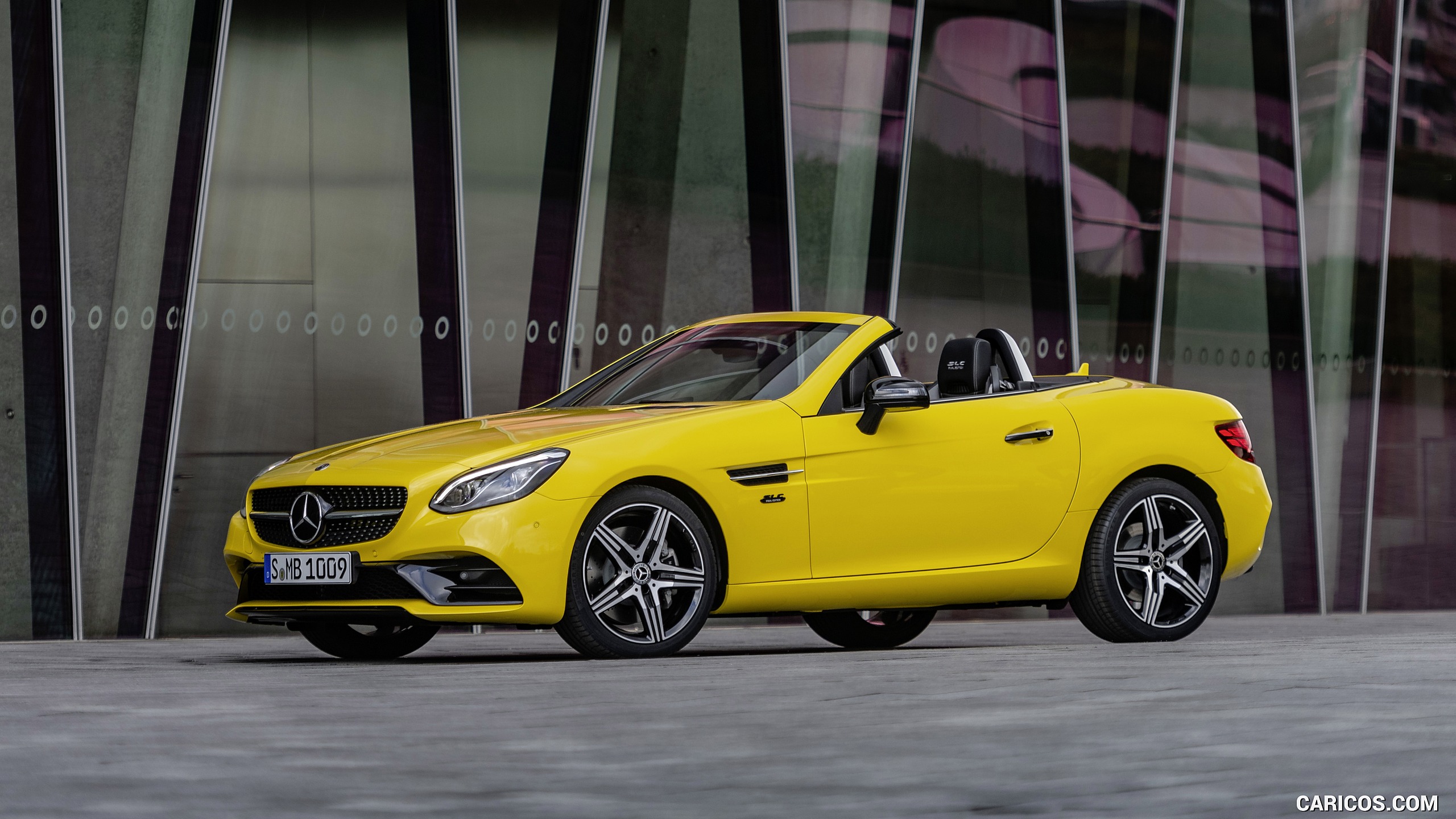 2020 Mercedes-Benz SLC 300 Final Edition AMG Line (Color: Sun Yellow) - Front Three-Quarter, #2 of 43