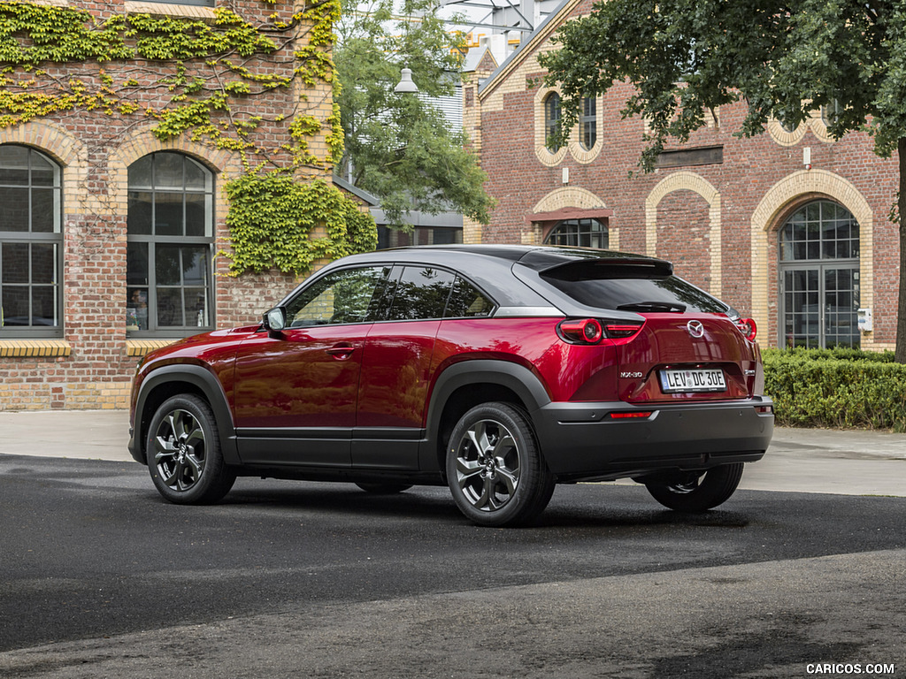 2021 Mazda MX-30 EV (Color: Soul Red Crystal) - Rear Three-Quarter