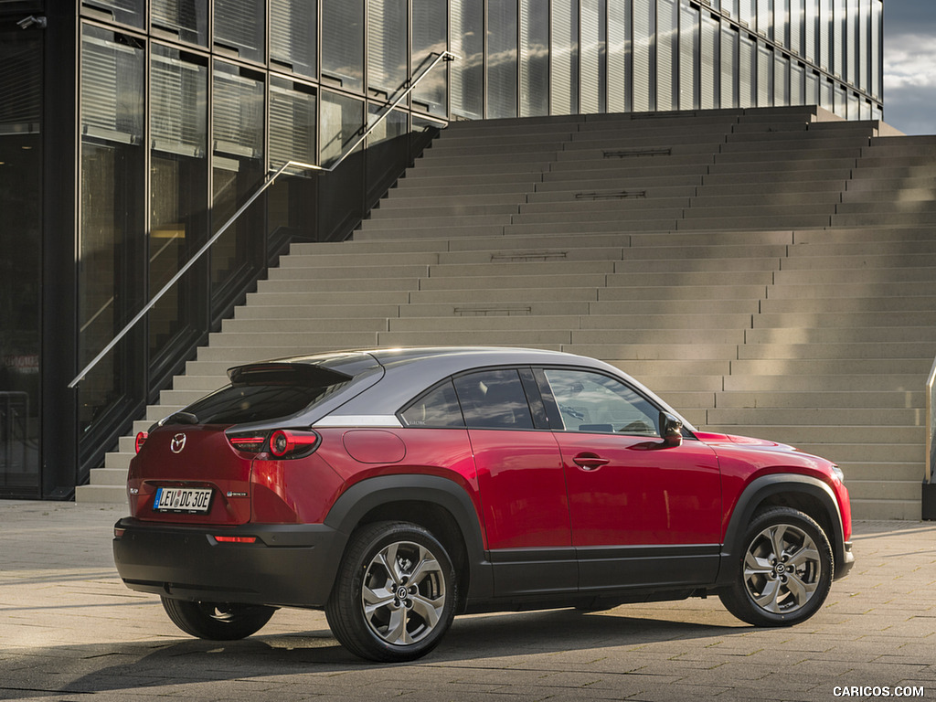 2021 Mazda MX-30 EV (Color: Soul Red Crystal) - Rear Three-Quarter