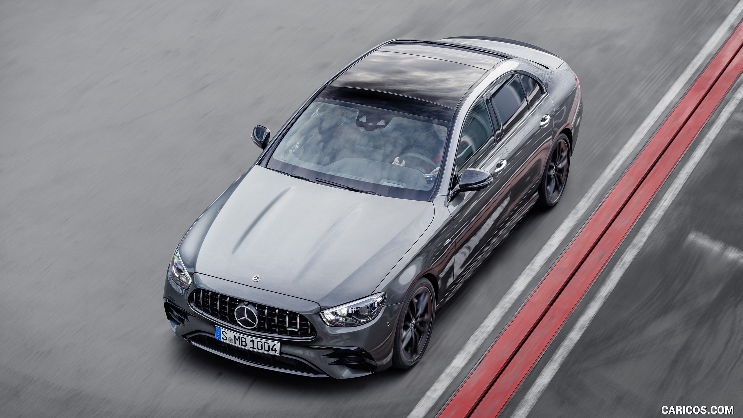 2021 Mercedes-AMG E 53 4MATIC+ Night Package (Color: Selenite Grey Metallic) - Front Three-Quarter, #6 of 21
