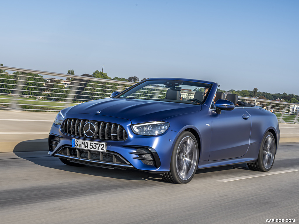 2021 Mercedes-AMG E 53 4MATIC+ Cabriolet (Color: Magno Brilliant Blue) - Front Three-Quarter