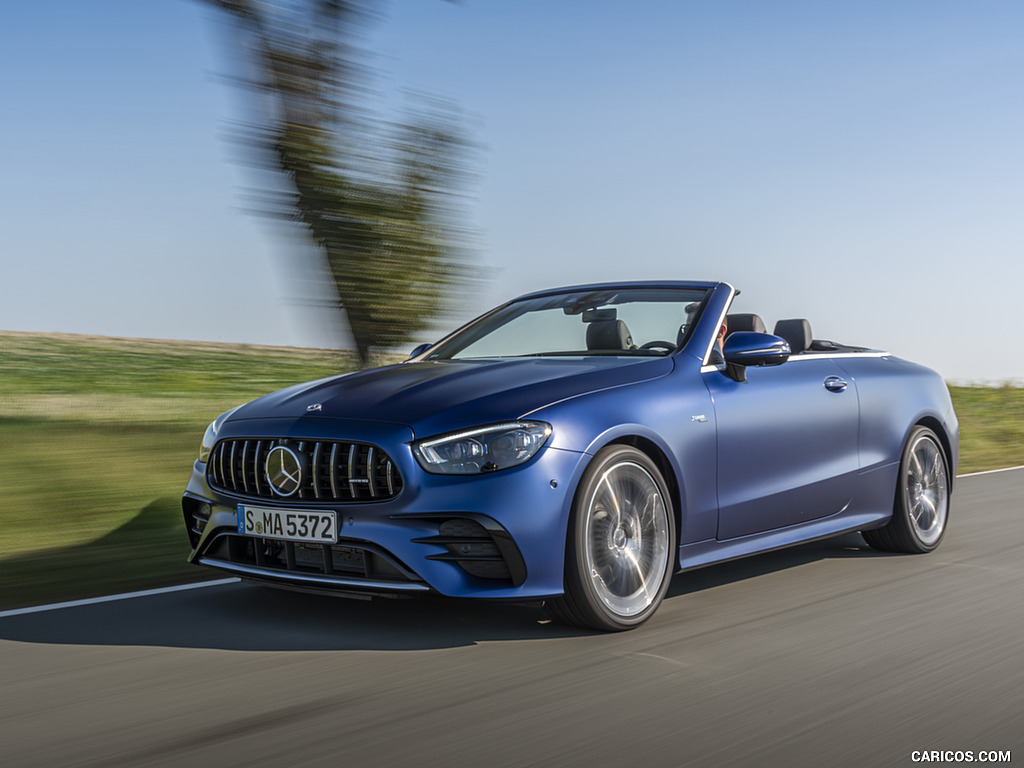 2021 Mercedes-AMG E 53 4MATIC+ Cabriolet (Color: Magno Brilliant Blue) - Front Three-Quarter