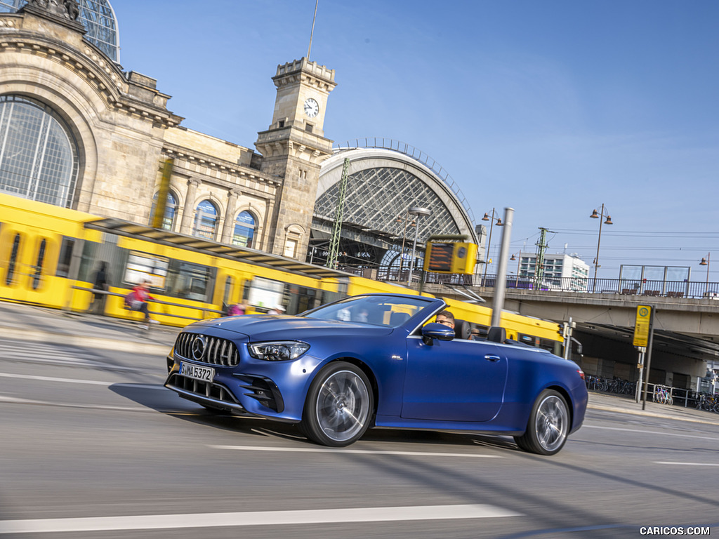 2021 Mercedes-AMG E 53 4MATIC+ Cabriolet (Color: Magno Brilliant Blue) - Front Three-Quarter